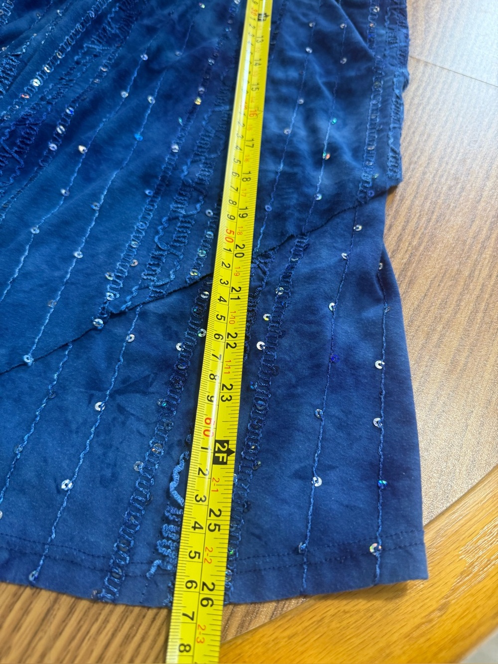 Dress Barn Shimmery Royal Blue, Cap Sleeve Extra Layer Over Tummy, Stretchy - Picture 6 of 7